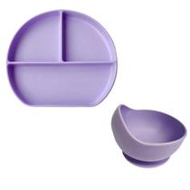 Kit Pratinho E Bowl Em Silicone Com Ventosa - Letoy - Roxo