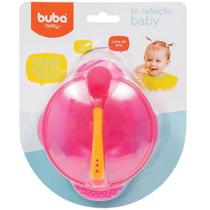Kit Pratinho e Colher Bebê Bowl Rosa Buba - Buba Toys