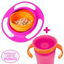 Kit Pratinho Giro Bowl Rosa e Copo de Treinamento com Alça Kit Pratinho Giro Bowl Rosa e Copo de Treinamento com Alça