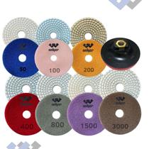 Kit Prato +7 Pcs Lixa Diam. Brilho D'água Branca: Granito