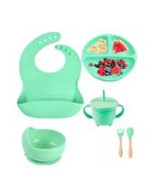 Kit Prato Bebe Infantil Introdução Alimentar Completo 6 Pça COR:VERDE AGUA