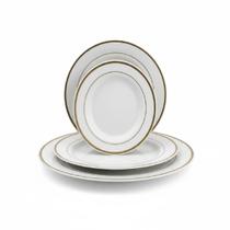 Kit prato borda dourada 5 de jantar +5 de sobremesa acrilico