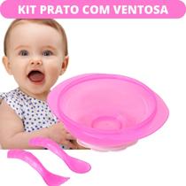 Kit Prato Bowl C/ Ventosa e Talheres garfo e Colher
