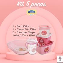 Kit Prato Caneca Copo com Alça Trio 3 Potes Conect com Tampa