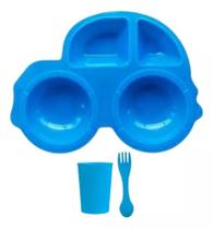 Kit Prato Carrinho Infantil C/ Copo E Colher