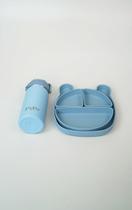 Kit Prato Com Divisórias + Garrafa Térmica Azul Kit Prato Com Divisórias + Garrafa Térmica Azul