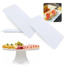 Kit Prato com Pe Suporte para Bolos, Frios e Petiscos + 2 Pratos Retos 27cm Restaurante Sushi em Melamina Bestfer