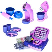 Kit Prato Copo Expresso Cafeteira Bolo Brinquedo Forma 27pç