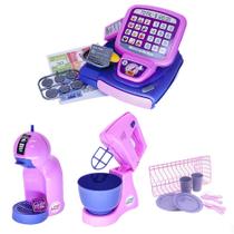 Kit Prato Copo Expresso Cafeteira Bolo Brinquedo Menina 25p Kit Prato Copo Expresso Cafeteira Bolo Brinquedo Menina 25p