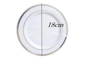 Kit Prato Descartável Luxo Prata Sobremesa 18Cm-10Un