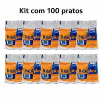 Kit prato descartavel plastico cumbuca fundo 15cm c100