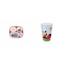 Kit Prato Divisória E Copo Melamina Mickey Infantil