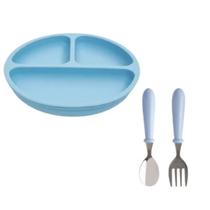 Kit Prato Divisoria Silicone C/ Estojo Aço Inox Colher Garfo