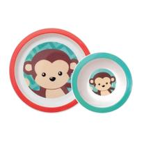 Kit prato e bowl animal fun macaco - buba