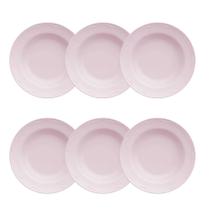 Kit Prato Fundo 6 Pçs Cottage Rosa Fractal Germer Porcelanas