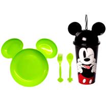 Kit Prato infantil com Divisórias e Copo Orelhas do Mickey - Cim Toys