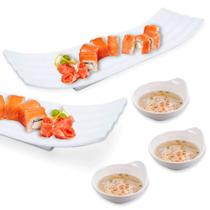 Kit Prato para Sushi Buffet Comida Japonesa Melamina + 3 Tigelas Molheiras Bestfer