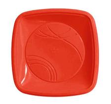 Kit Prato Quadrado Descartável Bio Vermelho 15cm 5 Pacotes com 10un Trik Trik
