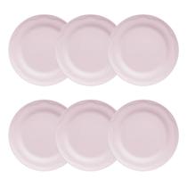 Kit Prato Raso 06 Pçs Cottage Rosa Fractal Germer Porcelanas Kit Prato Raso 06 Pçs Cottage Rosa Fractal Germer Porcelanas