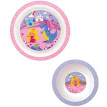 Kit Prato Raso + Prato Bowl Infantil Aventuras Princesa Buba