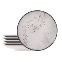 Kit Prato Raso Tramontina Floralis em Porcelana Decorada 25 cm 6 Peças