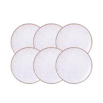 Kit Prato Raso Tramontina Rústico Marrom em Porcelana Decorada 28 cm 06 Peças