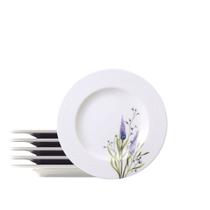 Kit Prato Sobremesa Tramontina Lilla em Porcelana Decorada 21 cm 6 Peças