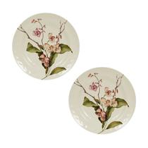 Kit Pratos 22cm Pequeno Plástico Melamina Floral Decorativo