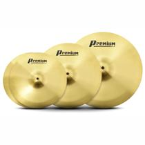Kit Pratos de Bateria Premium Conjunto Acessório Acústico Com Hihat Crash Ride 14 16 20 Pol