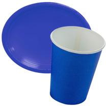Kit pratos e copos descartavel ecologico azul c/10 un cada Kit pratos e copos descartavel ecologico azul c/10 un cada