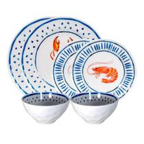 Kit Pratos Melamina Restaurante Tigelas Plástico Oceano Deco