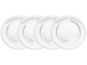Kit Pratos Raso Pearl (4 Peças - 28 cm) Cristal