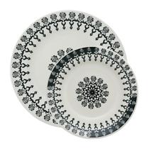 Kit Pratos Rasos e Fundos Donna Folk Oxford Cerâmica 20 Peças Kit Pratos Rasos e Fundos Donna Folk Oxford Cerâmica 20 Peças