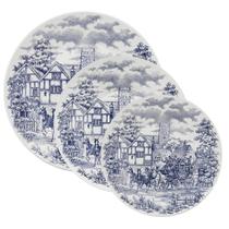 Kit Pratos Rasos Fundos e Sobremesa 24 Peças Biona Cena Inglesa Oxford Cerâmica Kit Pratos Rasos Fundos e Sobremesa 24 Peças Biona Cena Inglesa Oxford Cerâmica