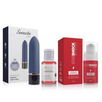 Kit Prazer Feminino C/ Capsula Vibratória + Óleo Beijável + Gel Vibratório Excitante LoveShock