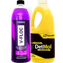 Kit Pré Lavagem Sujeira Pesada Detmol 2L Sandet Lavagem Shampoo Neutro VFloc 1,5L Concentrado Vonixx Kit Pré Lavagem Sujeira Pesada Detmol 2L Sandet Lavagem Shampoo Neutro VFloc 1,5L Concentrado Vonixx