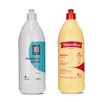 Kit pré-poo Yamasterol Babosa e Shampoo Cristal 900ml Para Cabelos Quimicamente Tratados