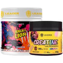 Kit Pré Treino Angry Lion 450g + Creatina Pura Creatine Micronized 150g - Leader Nutrition