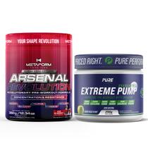 Kit Pré Treino Arsenal Revolution Metaform + Pré Treino Extreme Night S/ Cafeína Pure Athletic