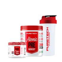 Kit Pré Treino Atomic Maça Verde 300g + Creatina Crea+Tech 96g + Coqueteleira PURETECH Kit Pré Treino Atomic Maça Verde 300g + Creatina Crea+Tech 96g + Coqueteleira PURETECH