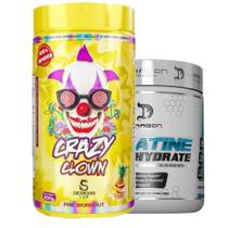 Kit Pré Treino Crazy Clown 300g (Abacaxi) + Creatina Importada Creatine Monohydrate 300g