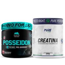 Kit Pré Treino Posseidon Cereja + Creatina Pura 300g Pure Athletic