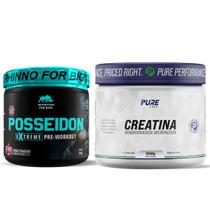 Kit Pré Treino Posseidon Cereja + Creatina Pura 500g Pure Athletic