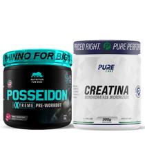 Kit Pré Treino Posseidon Chiclete + Creatina Pura 300g Pure Athletic