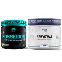 Kit Pré Treino Posseidon Maçã Verde + Creatina Pura 500g Pure Athletic