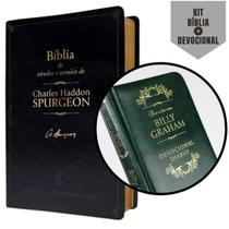 Kit Pregadores: 1 Bíblia Estudos e Sermões Spurgeon NVT + 1 Devocional Diário Billy Graham