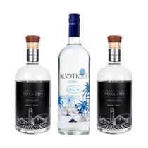 Kit Premium: 2 Cachaças Prata Dona Cris + Vodka Mustique