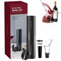 Kit Premium Abridor de Vinho Elétrico Recarregável 4 em 1 Inclui Cortador de Lacre, Aerador e Válvula de Vácuo