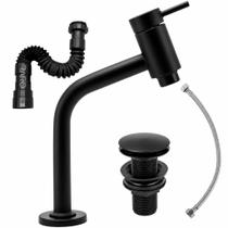 Kit Premium Black Torneira Metal Baixa Preta c/ Valvula Click c/ Sifao c/ Engate Inox Kit Premium Black Torneira Metal Baixa Preta c/ Valvula Click c/ Sifao c/ Engate Inox