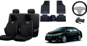 Kit Premium: Capa de Couro Corolla 13-21 + Tapete e Volante